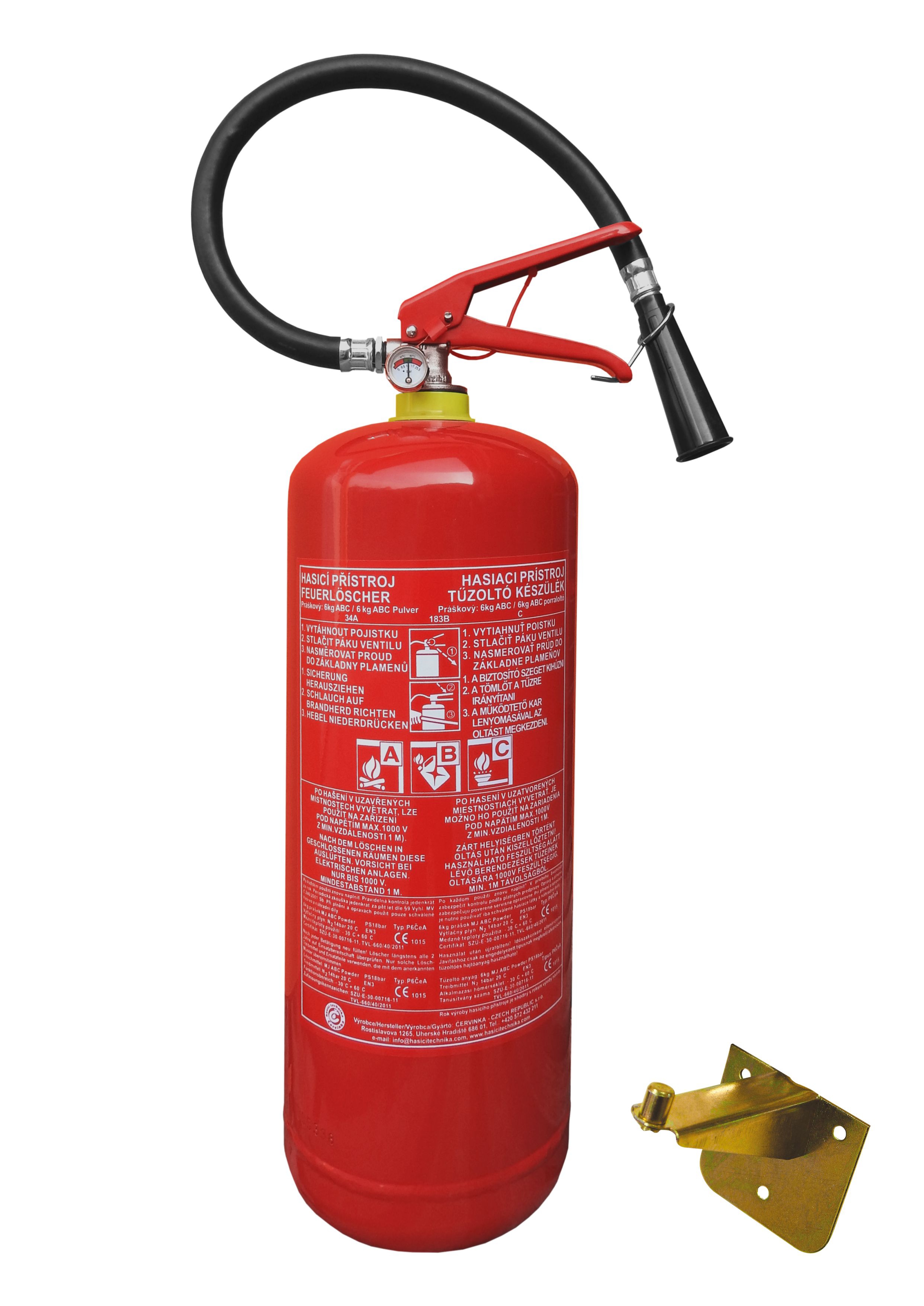Práškový hasicí přístroj 6kg - 21 A (alternativa 34 A) s revizí